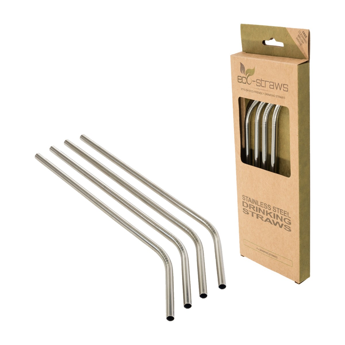 Angled Stainless Steel Drinking Straws (6mm x 215mm)