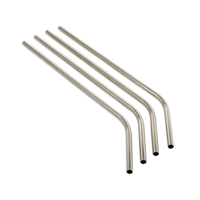 Angled Stainless Steel Drinking Straws (6mm x 215mm)